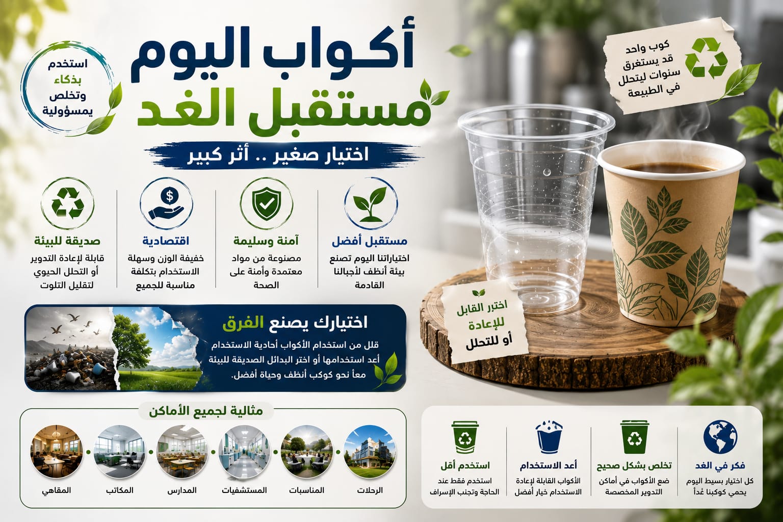 الأكواب البلاستيك الشفافة والأكواب الورقية للمشروبات
