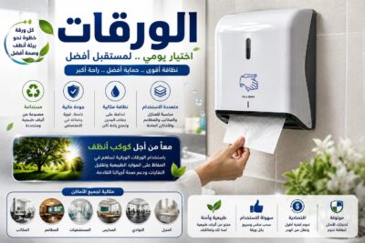 الورقات تجهيز عملي للحمامات يساعد على توفير المناديل الورقية بطريقة منظمة وسهلة الاستخدام. تناسب الشركات والمكاتب والمطاعم والفنادق والمستشفيات والمدارس والمولات والمنشآت المختلفة، وتساعد على الحفاظ على ترتيب الحمام وسهولة الحصول على المناديل.