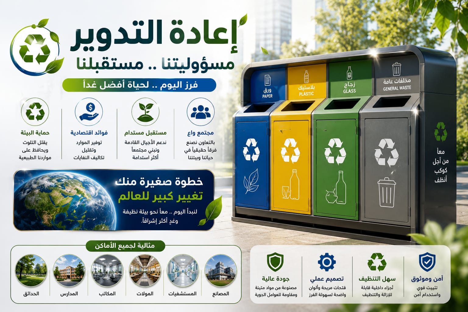 صناديق إعادة التدوير لفرز وتنظيم المخلفات