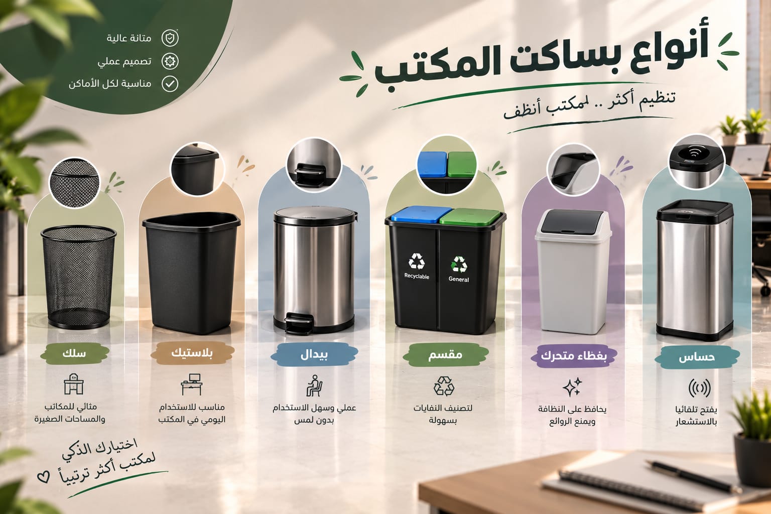 أنواع بساكت المكتب المختلفة واستخداماتها